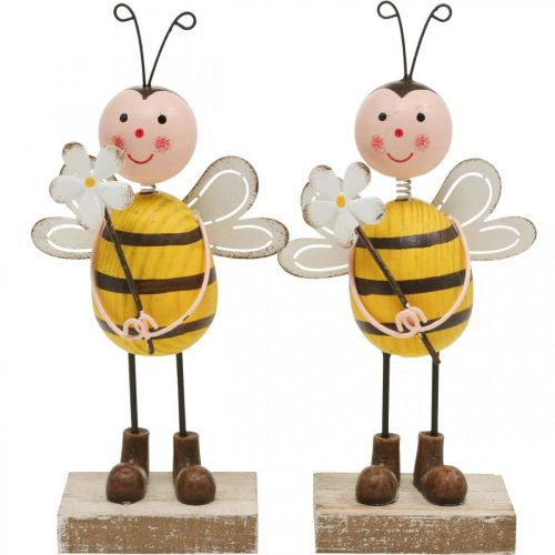 Dekorativt bi med blomma dekorativ figur sommardekoration H21cm 2 st