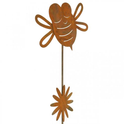 Artikel Trädgårdsstakebi, vårdekoration, metallpåle rost L24,5cm 6 st