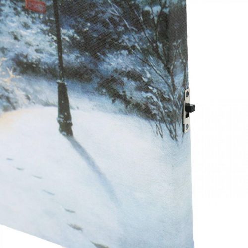 Floristik24 LED väggmålning vinterlandskap med hus 38×28cm För batteri