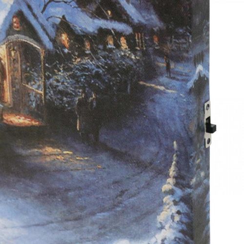 Floristik24 LED väggmålning vinterlandskap med kyrka 38×28cm För batteri