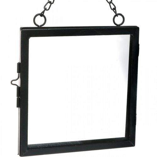 Floristik24 Tavelram för upphängning av metall och glas svart 18x19cm
