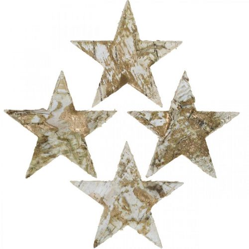 Dekorativ stjärnbjörkbark björkstjärnor natur, gyllene 6,5cm 30 st