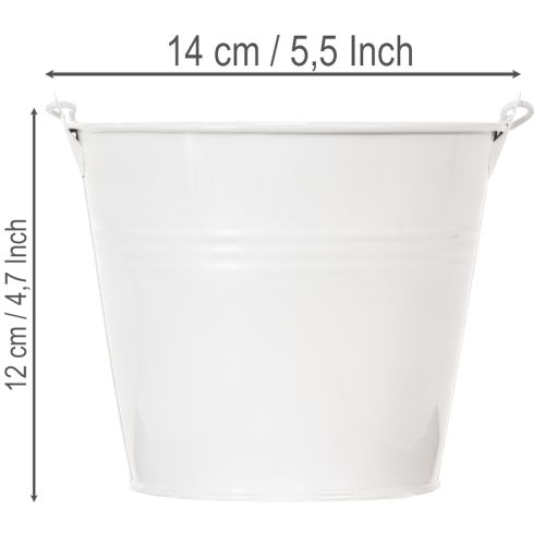 Vita plåthinkar Ø14cm H12cm 6 st | Floristik24.se