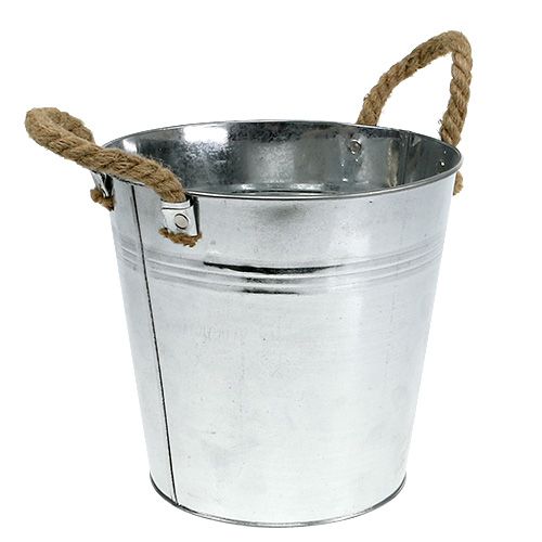 Floristik24 Glänsande metallhink med rephandtag Ø22cm