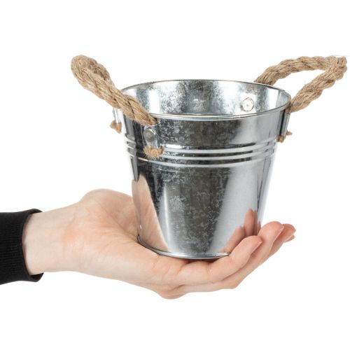 Glansig metallhink med rephandtag, Ø12 cm | Floristik24.se