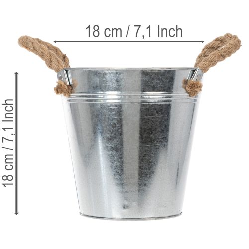 Glansig metallhink med rephandtag, Ø18 cm | Floristik24.se
