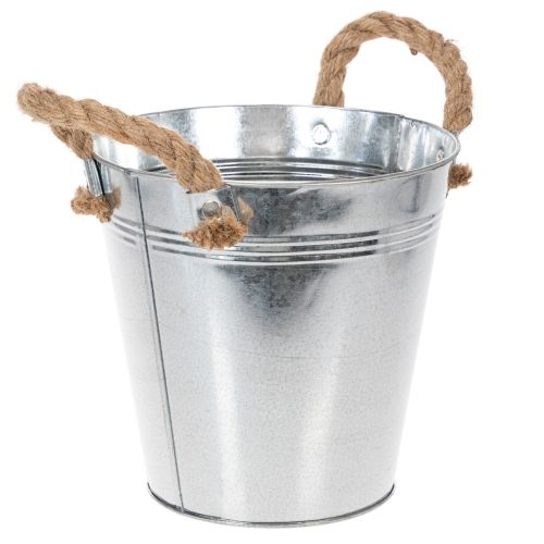 Glansig metallhink med rephandtag, Ø18 cm | Floristik24.se