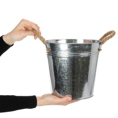 Glansig metallhink med rephandtag, Ø22 cm | Floristik24.se