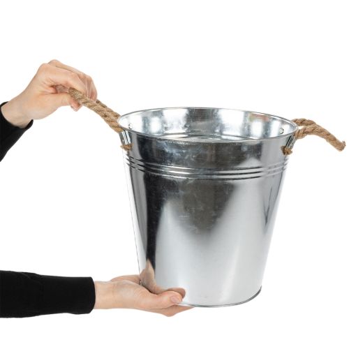 Glansig metallhink med rephandtag, Ø25 cm | Floristik24.se