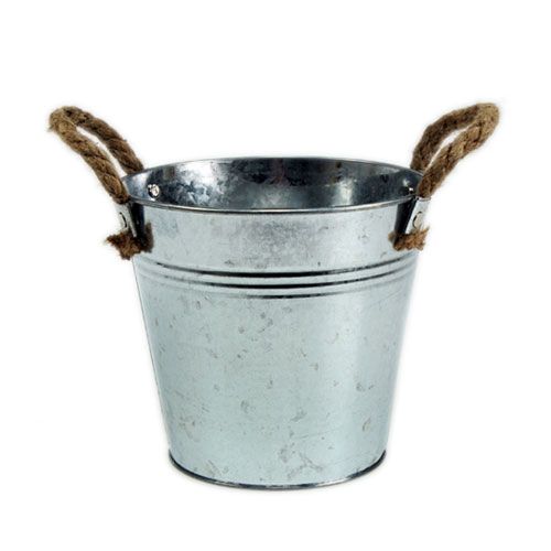 Floristik24 Plåthink med rephandtag blank Ø18cm
