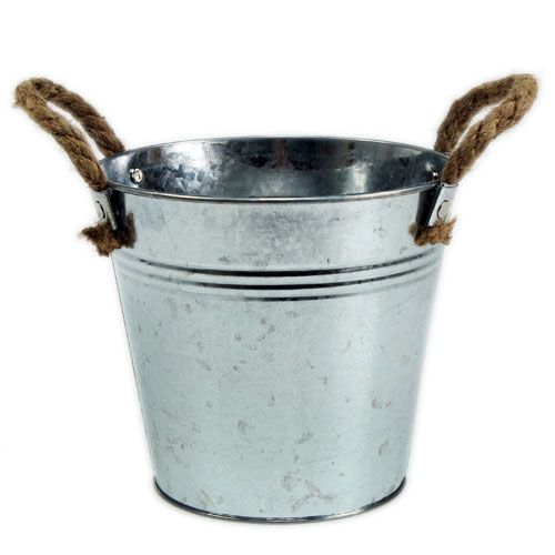 Artikel Glänsande metallhink med rephandtag Ø25cm