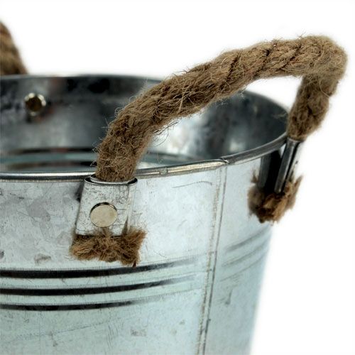 Artikel Glänsande metallhink med rephandtag Ø25cm