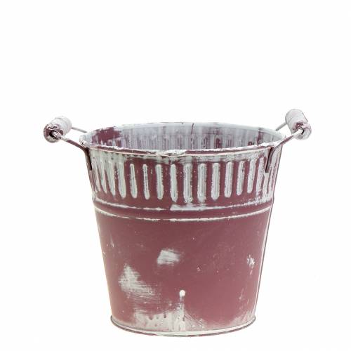 Plåthink lila vit tvättad Ø13cm H12cm 1 st | Floristik24.se