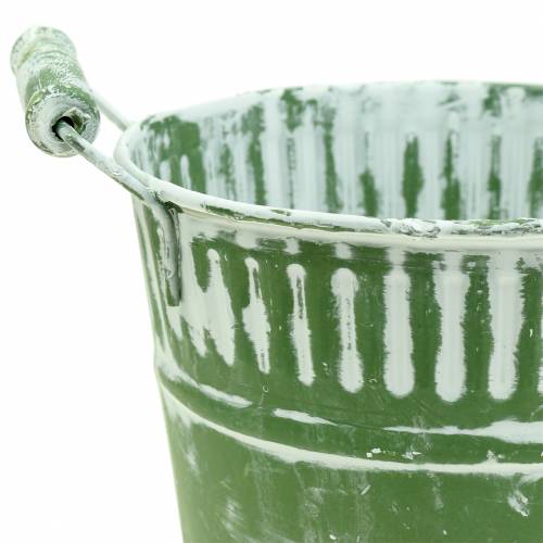 Floristik24 Plåthink grön vitkalkad Ø19cm H17cm 1 st