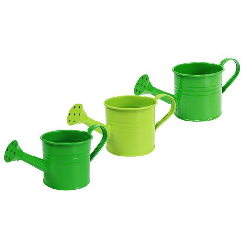 Floristik24 Plåtvattenkannor grön sort. Ø7,5cm H6,5cm 8st