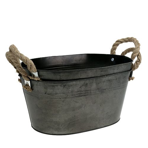 Floristik24 Plåtskål antik oval 31 x 20cm H15cm 2st