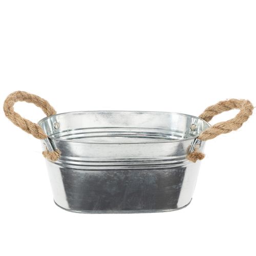 Metallskål med rephandtag, silver, 22 cm hög, 10 cm hög köpa | Floristik24.se