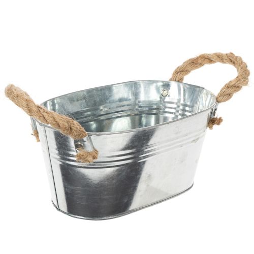 Metallskål med rephandtag, silver, 22 cm hög, 10 cm hög | Floristik24.se