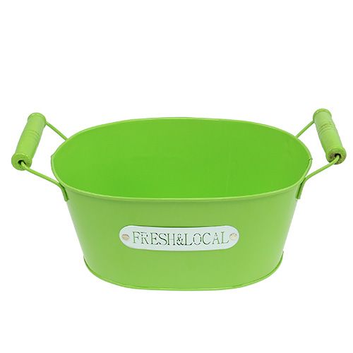 Floristik24 Plåtskål oval grön 22cm x 15cm H10cm