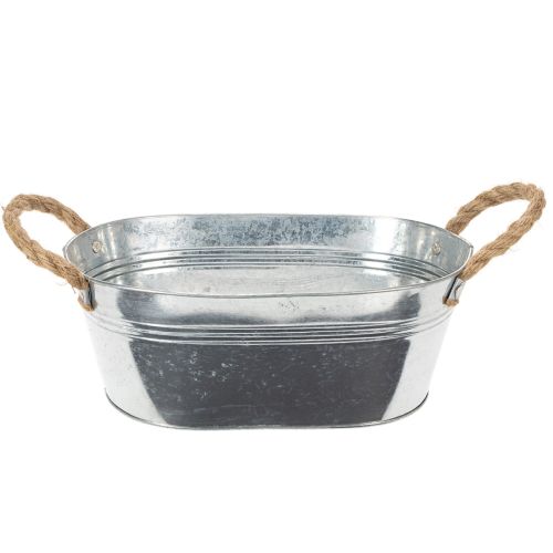 Oval plåtskål i silver 30 cm x 17 cm x 10 cm köpa | Floristik24.se