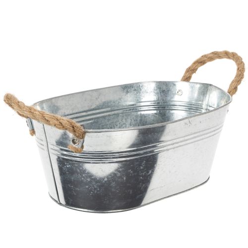 Oval plåtskål i silver 30 cm x 17 cm x 10 cm | Floristik24.se