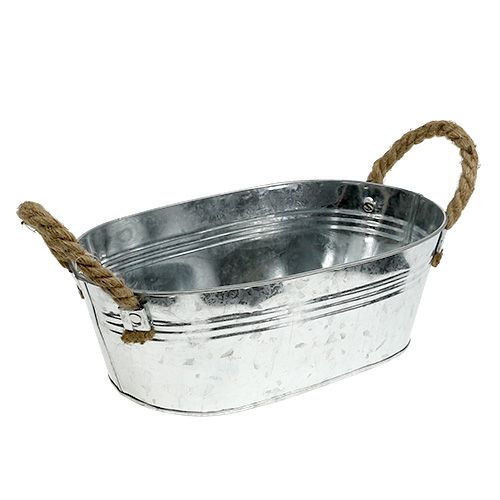 Floristik24 Oval plåtskål silver 30cm x 17cm x 10cm