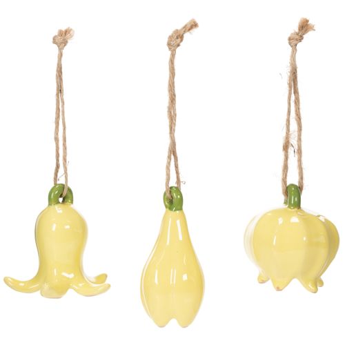 Artikel Keramiska blomhängen, glad design, blommönster, vårdekoration, 9 cm, 6 stycken