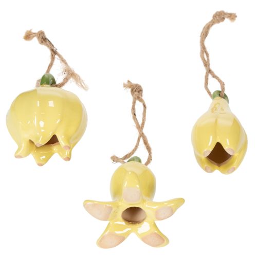 Artikel Keramiska blomhängen, glad design, blommönster, vårdekoration, 9 cm, 6 stycken