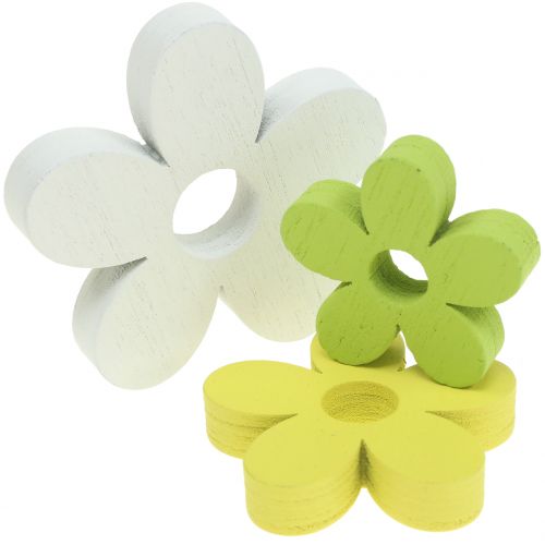 Floristik24 Träblomma vit/gul/grön 3cm - 5cm 48 st
