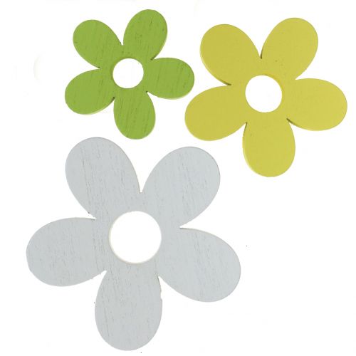 Floristik24 Träblomma vit/gul/grön 3cm - 5cm 48 st