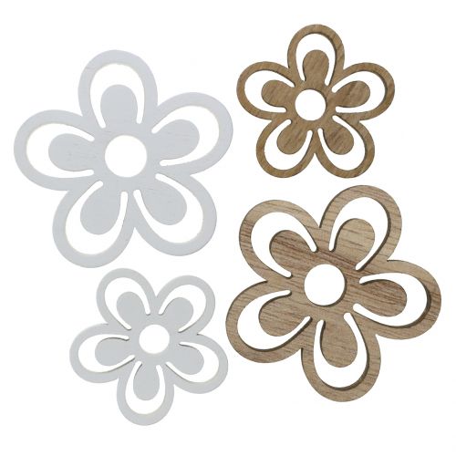Floristik24 Träblomma vit/natur 3cm - 4,5cm 48 st