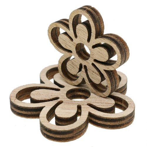 Floristik24 Träblomma vit/natur 3cm - 4,5cm 48 st