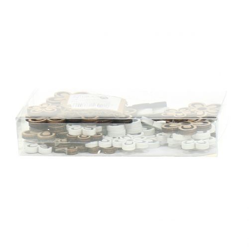 Floristik24 Träblomma vit/natur 3cm - 4,5cm 48 st