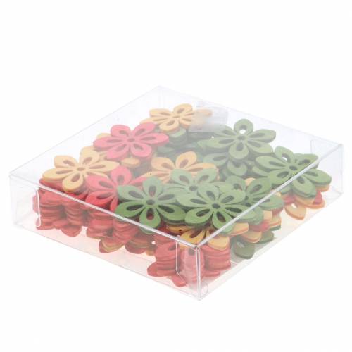 Floristik24 Scatter dekoration blomma trä orange, gul, grön 4cm 72 st