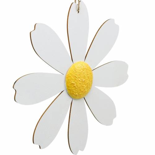 Floristik24 Träblommor, sommardekoration, prästkragar gula och vita, dekorationsblommor för upphängning 4st