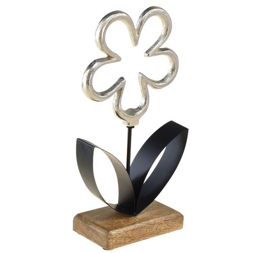 Floristik24 Blommetalldekoration Silver Svart Träfot 15×30cm