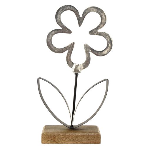 Floristik24 Blommetalldekoration Silver Svart Träfot 15×30cm