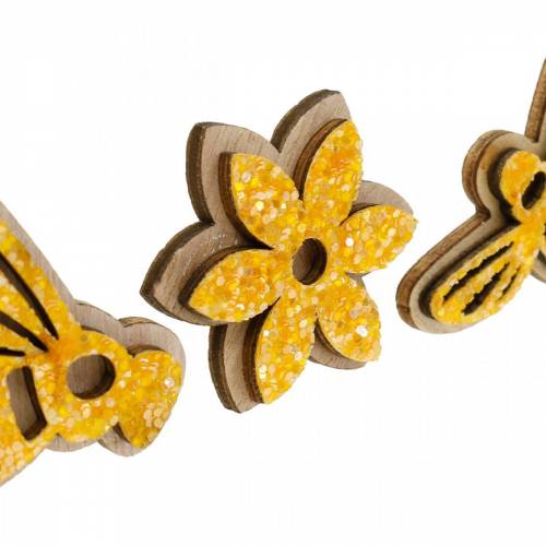 Artikel Blommor och bin för att stänka orange trä strö dekoration vår 36st