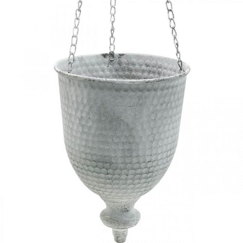 Floristik24 Hängkorg Shabby Chic Vit Ø21cm med krok och kedja