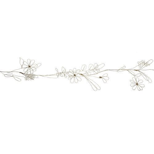 Floristik24 Blomgirlang metall dekorativ hängare guldmotiv äng 110cm
