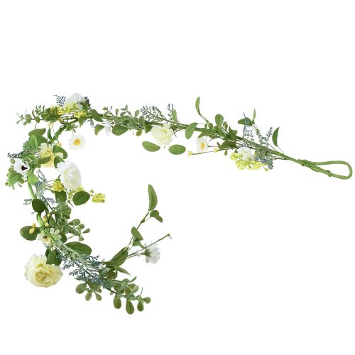 Konstgjord blomstergirlang dekorativ girlang krämgul vit 125cm