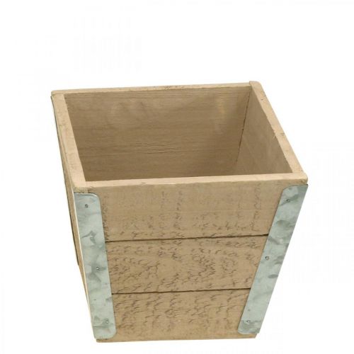 Artikel Blomlåda träkruka shabby chic beige 12,5×14,5×14,5cm