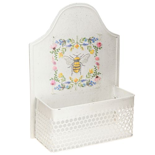 Hängande blomlåda metallbi krämfärgad L29cm