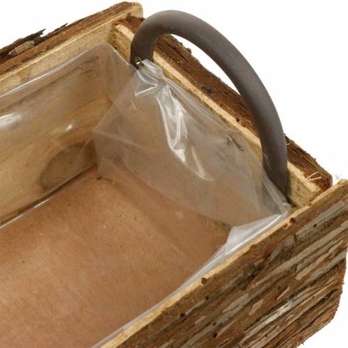 Floristik24 Blomlåda, trälåda med bark, växtkruka med handtag 38cm