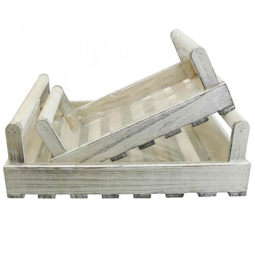 Floristik24 Blomlåda Shabby Chic växtlåda trä vit 38/31cm set om 2