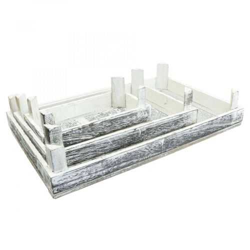 Artikel Dekorativ bricka trä shabby chic arrangemang underläggsset om 3