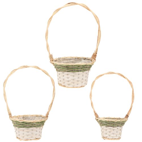 Artikel Blomkorghandtag Naturgrön Grå Vit Ø18–26cm Set om 3