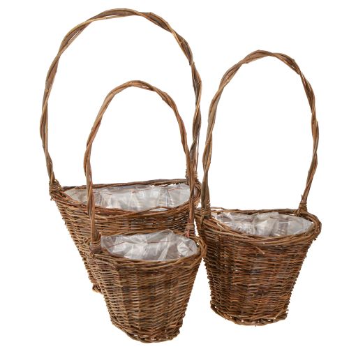 Artikel Blomkorg Pilkorghandtag Naturligt 29/23/21 cm Set om 3