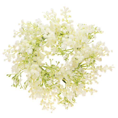 Artikel Blomkrans mimosa konstgjord gräddvit grön Ø25cm