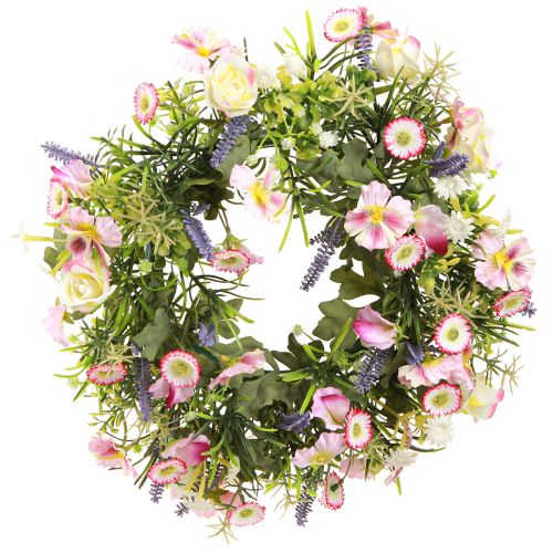 Artikel Blomkrans konstgjorda vårblommor krämrosa Ø33cm